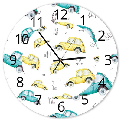 Dekoratīvais sienas pulkstenis Zilas un dzeltenas automašīnas Home Trends