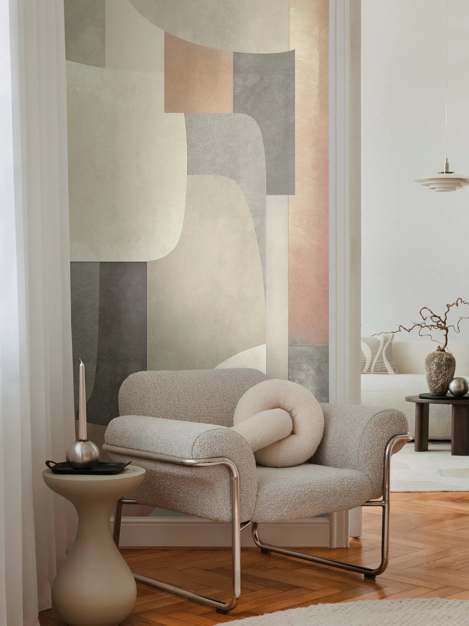 Dekoratīvas tapetes ar ģeometriskām formām maigos zemes toņos | 3011636 AS Creation