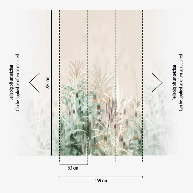 Dekoratīvas tapetes ar izsmalcinātiem pļavas un zāles motīviem uz gaiša fona | 3011643 AS Creation