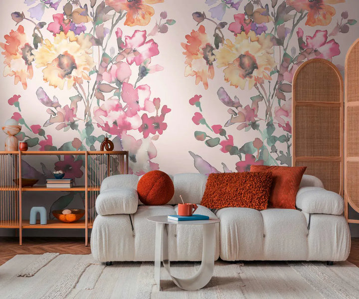 Dekoratīvas tapetes ar krāsainu ziedu pušķi uz izsmalcināta fona | rozā toņos | 3011635 AS Creation