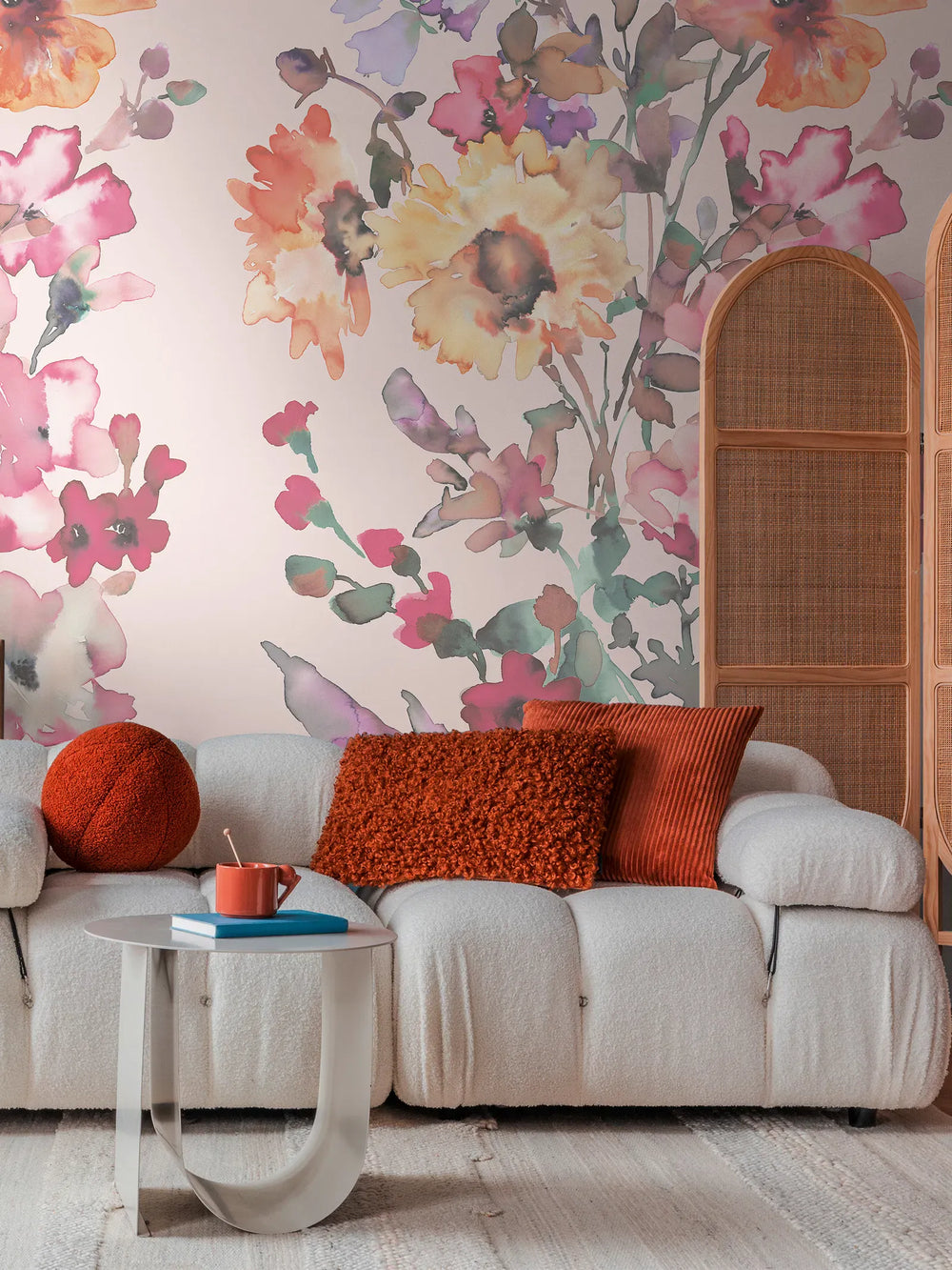 Dekoratīvas tapetes ar krāsainu ziedu pušķi uz izsmalcināta fona | rozā toņos | 3011635 AS Creation