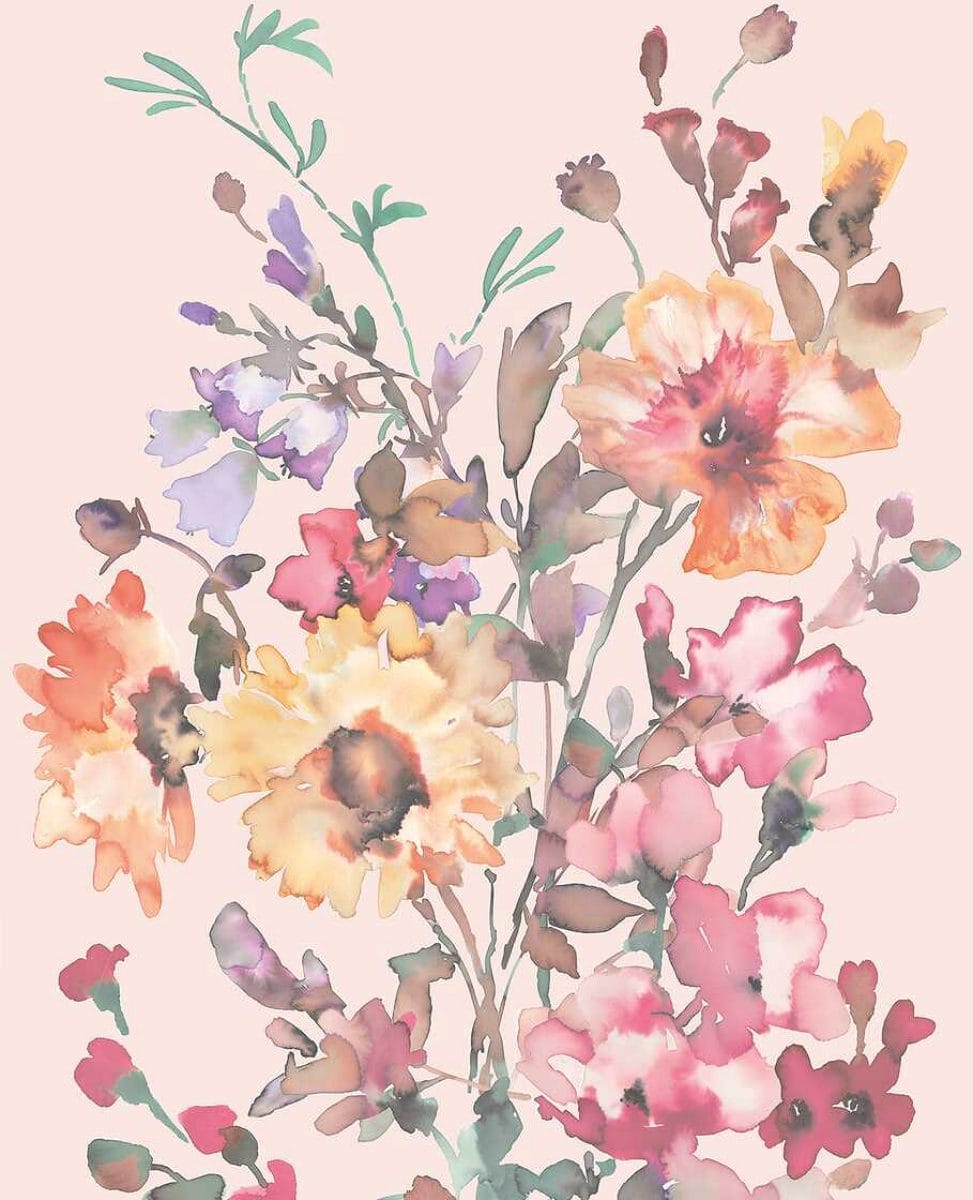 Dekoratīvas tapetes ar krāsainu ziedu pušķi uz izsmalcināta fona | rozā toņos | 3011635 AS Creation