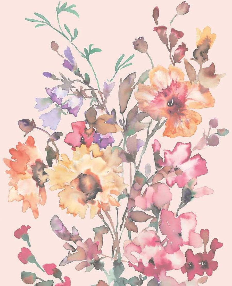 Dekoratīvas tapetes ar krāsainu ziedu pušķi uz izsmalcināta fona | rozā toņos | 3011635 AS Creation