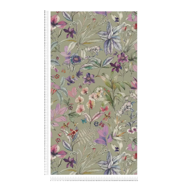 Dekoratīvas tapetes ar matētu ziedu motīvu | zaļa, violeta - 3012501 AS Creation