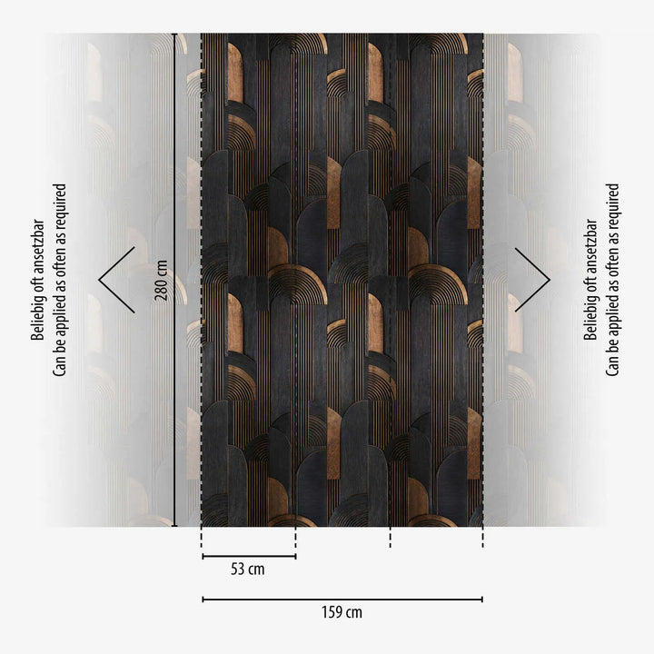 Dekoratīvās tapetes ar modernu Art Deco rakstu,  melna, brūna, 3013142 AS Creation