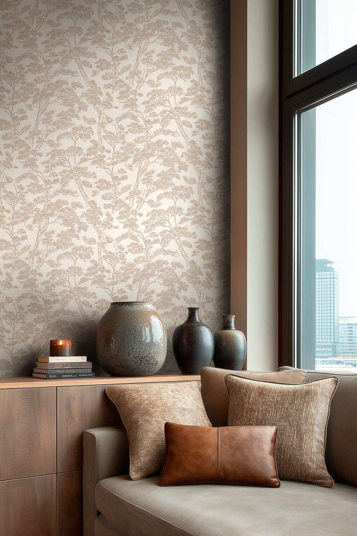 Dekoratīvas tapetes ar koku dizainu, bēšā - 3006774 AS Creation