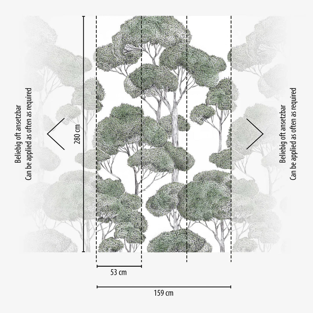 Dekoratīvās tapetes ar stilizētu koku motīvu, zaļa, balta - 3013146 AS Creation