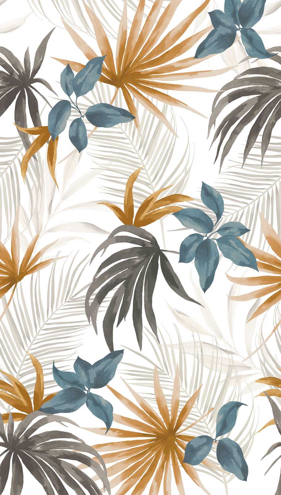 Dekoratīvas tapetes ar tropu ziediem un lapām siltās un vēsās krāsās | 3011633 AS Creation
