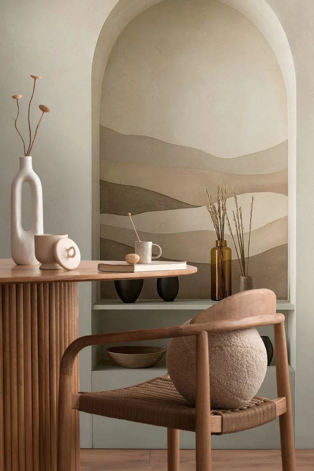 Dekoratīvas tapetes ar tuksneša ainavu arkā | beša, rūna, krēmkrāsa | 3011626 AS Creation