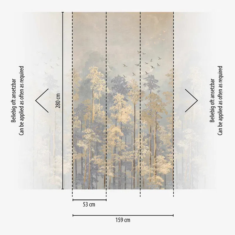 Dekoratīvas tapetes ar zelta ziediem un lapām uz mierīga fona | bēša, pelēka | 3011627 AS Creation