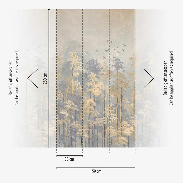 Dekoratīvas tapetes ar zelta ziediem un lapām uz mierīga fona | bēša, pelēka | 3011627 AS Creation