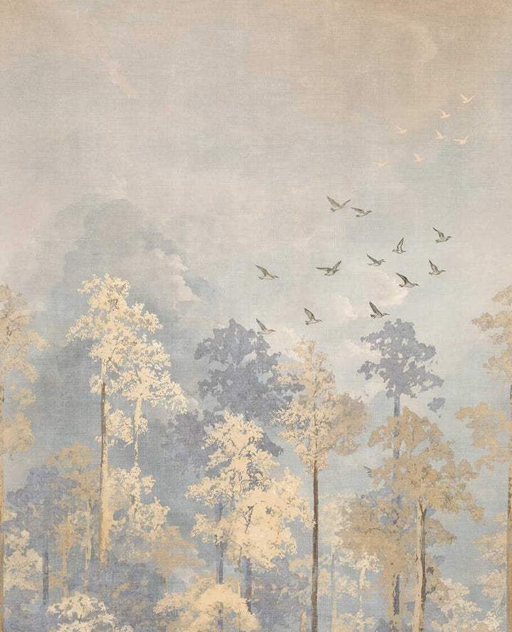 Dekoratīvas tapetes ar zelta ziediem un lapām uz mierīga fona | bēša, pelēka | 3011627 AS Creation