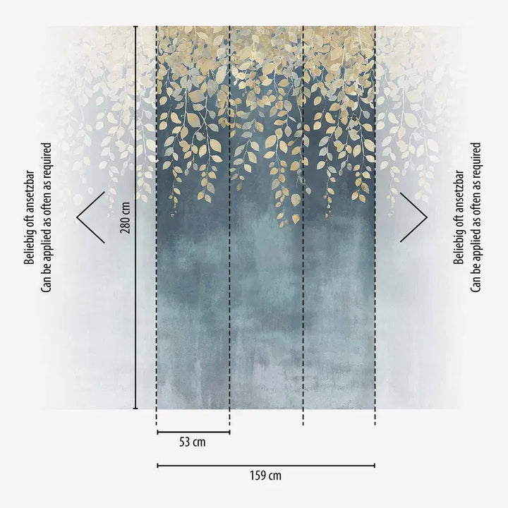 Dekoratīvas tapetes ar zelta ziedu zariem uz maiga krāsu gradienta | 3011622 AS Creation