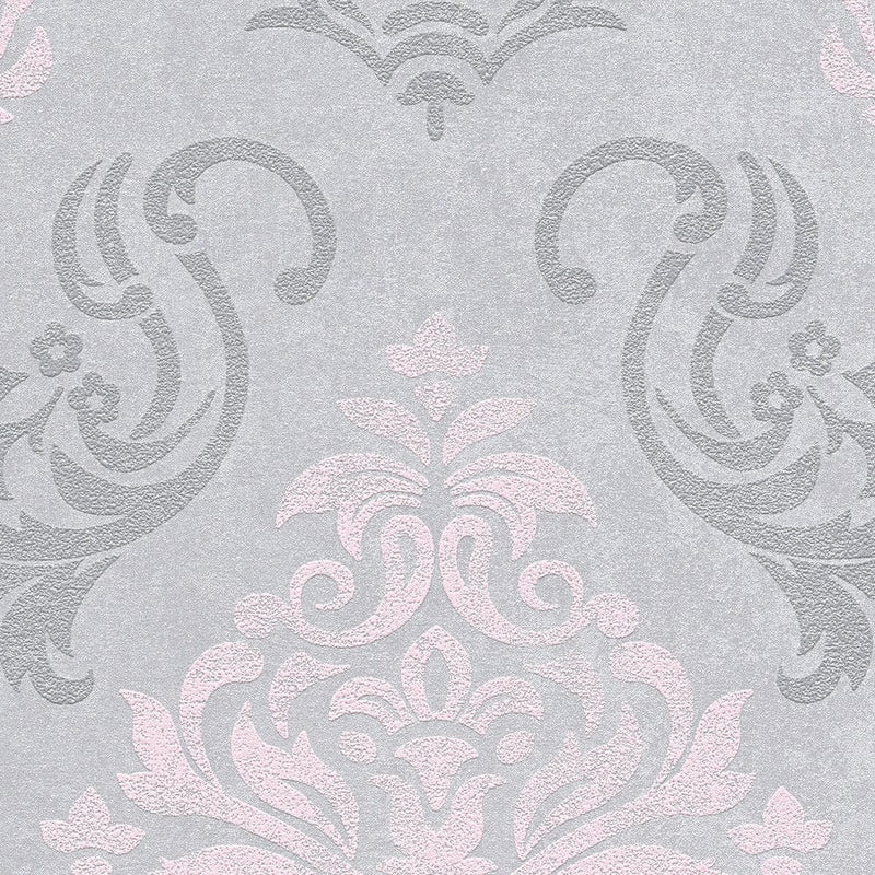 Dekoratīvas tapetes baroka stilā ar mirdzuma efektu: pelēkā, rozā, 3506576 AS Creation
