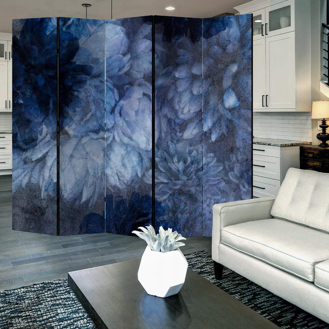 Dekoratīvs aizslietnis, divpusējs, 225x172, Nakts dārza noslēpums, ziedi zilā L-ART