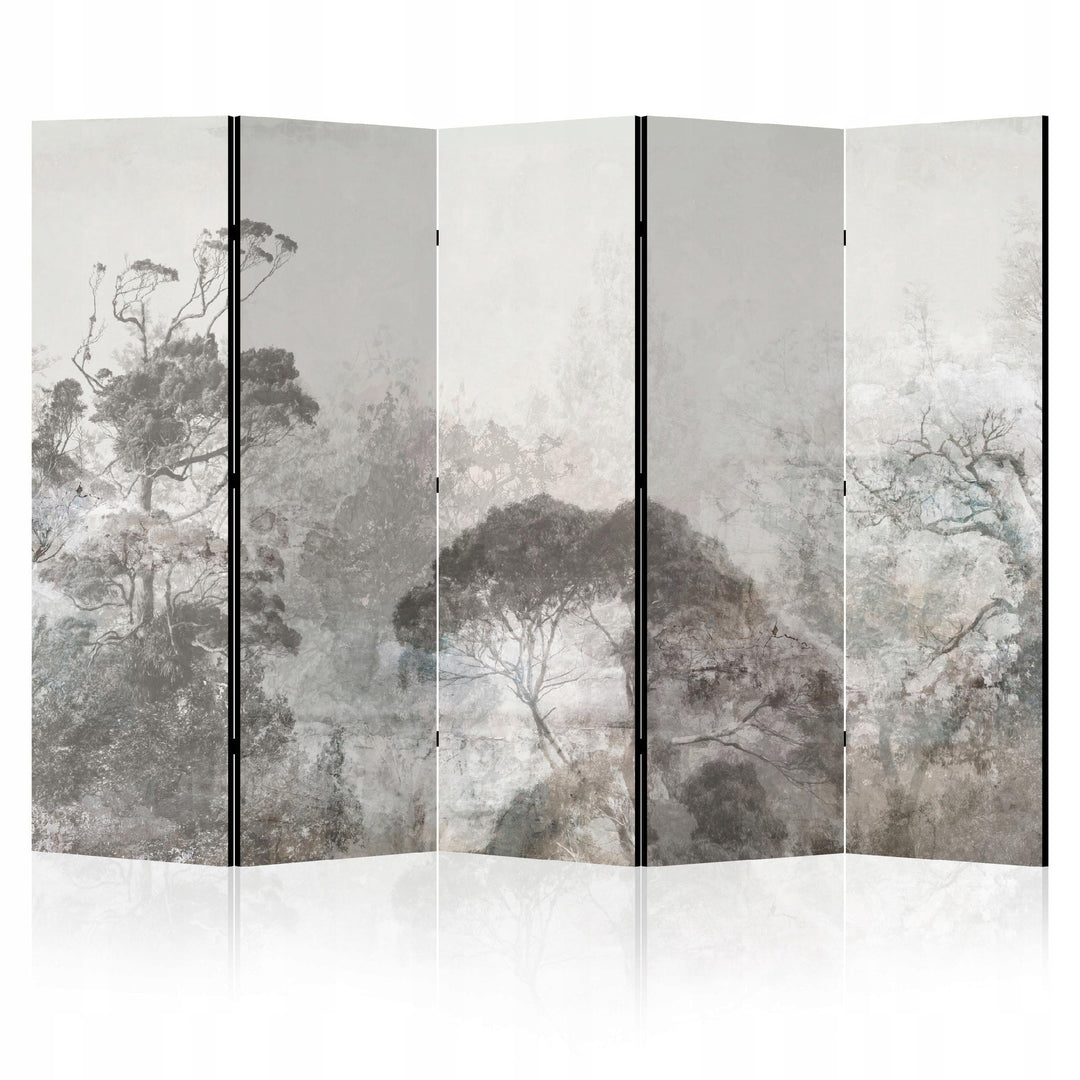 Dekoratīvs divpusējs aizslietnis, 225x172, Miglainais mežs, mierīgs, nedaudz mistisks, gaiši pelēkā L-ART
