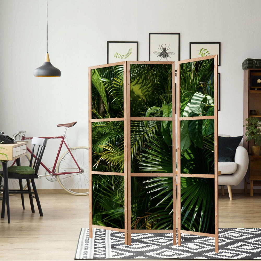 Dekoratīvs japāņu aizslietnis, vienpusējs 135x172, Eksotiskās palmu lapas, zaļā krāsā L-ART