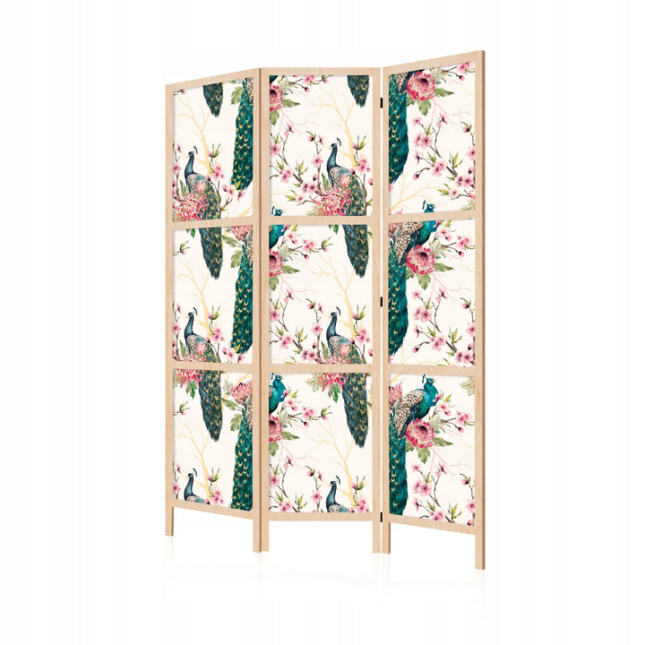 Dekoratīvs japāņu aizslietnis, vienpusējs 135x172, Pāvi un pavasara ziedi L-ART