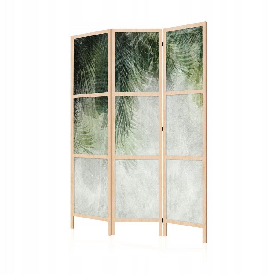 Dekoratīvs japāņu aizslietnis, vienpusējs 135x172, Zaļas palmu lapas uz gaiša fona L-ART