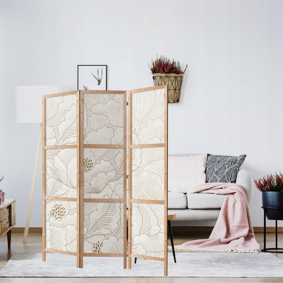 Dekoratīvs japāņu aizslietnis, vienpusējs 135x172, Zelta ziedu kontūri L-ART