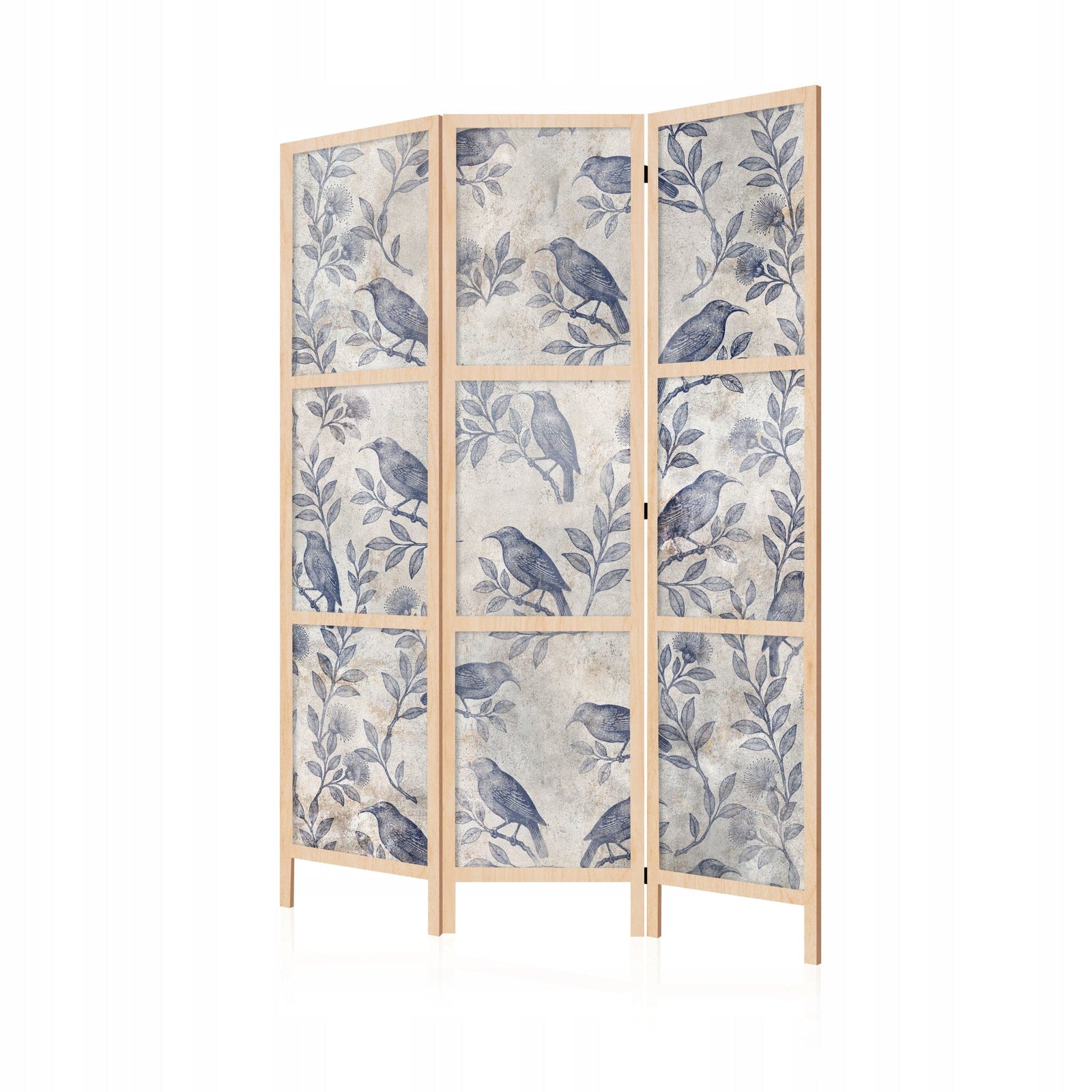 Dekoratīvs japāņu aizslietnis, vienpusējs 135x172, Zilie putni un lapas L-ART