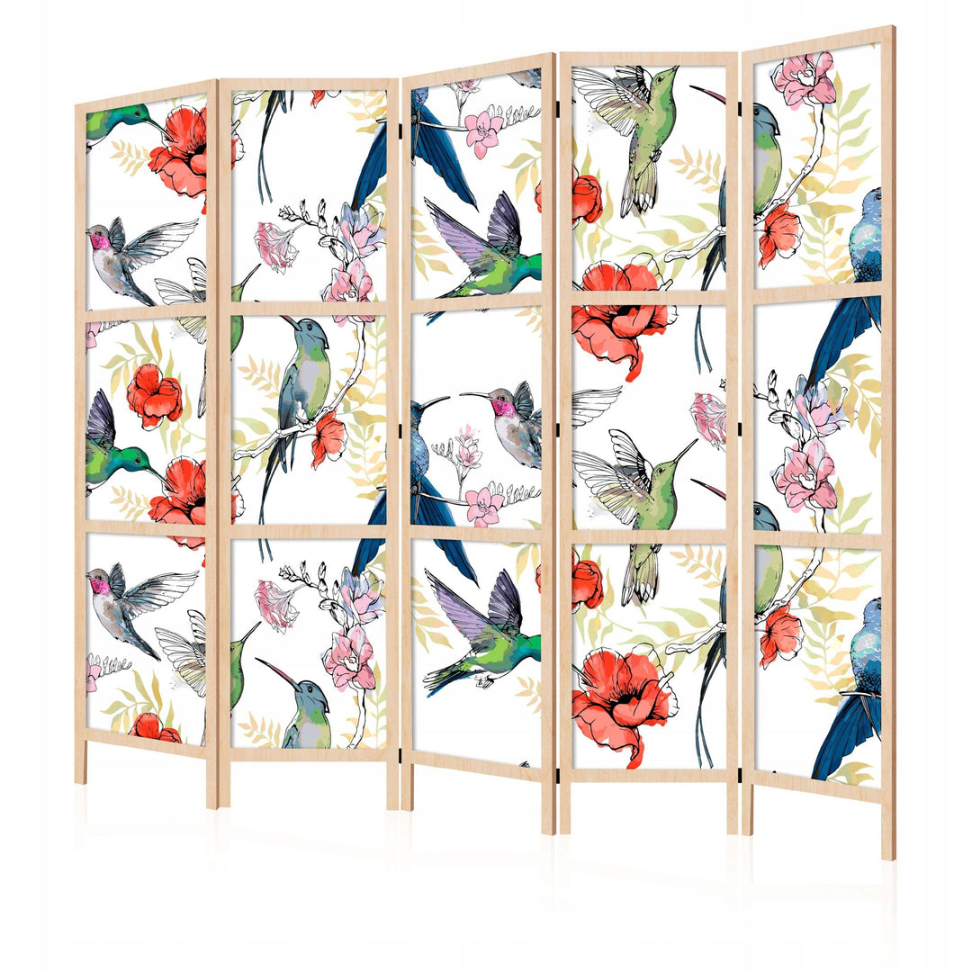 Dekoratīvs japāņu aizslietnis, vienpusējs 225x172, Kolibri un magones L-ART