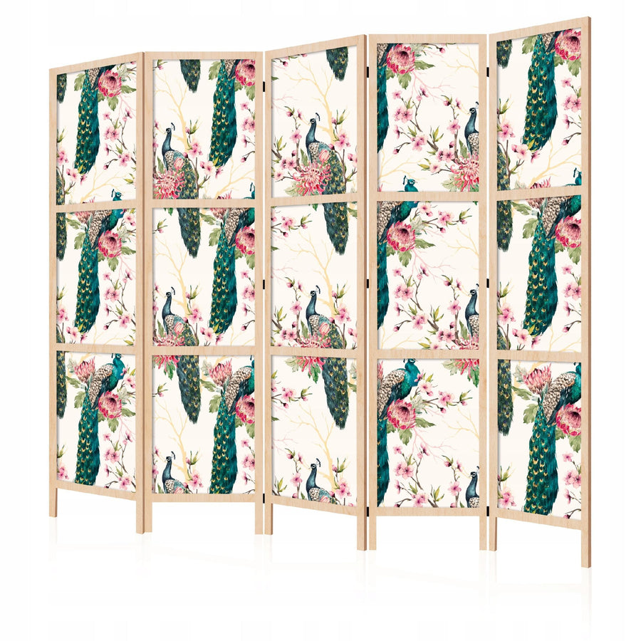 Dekoratīvs japāņu aizslietnis, vienpusējs 225x172, Pāvi un pavasara ziedi L-ART