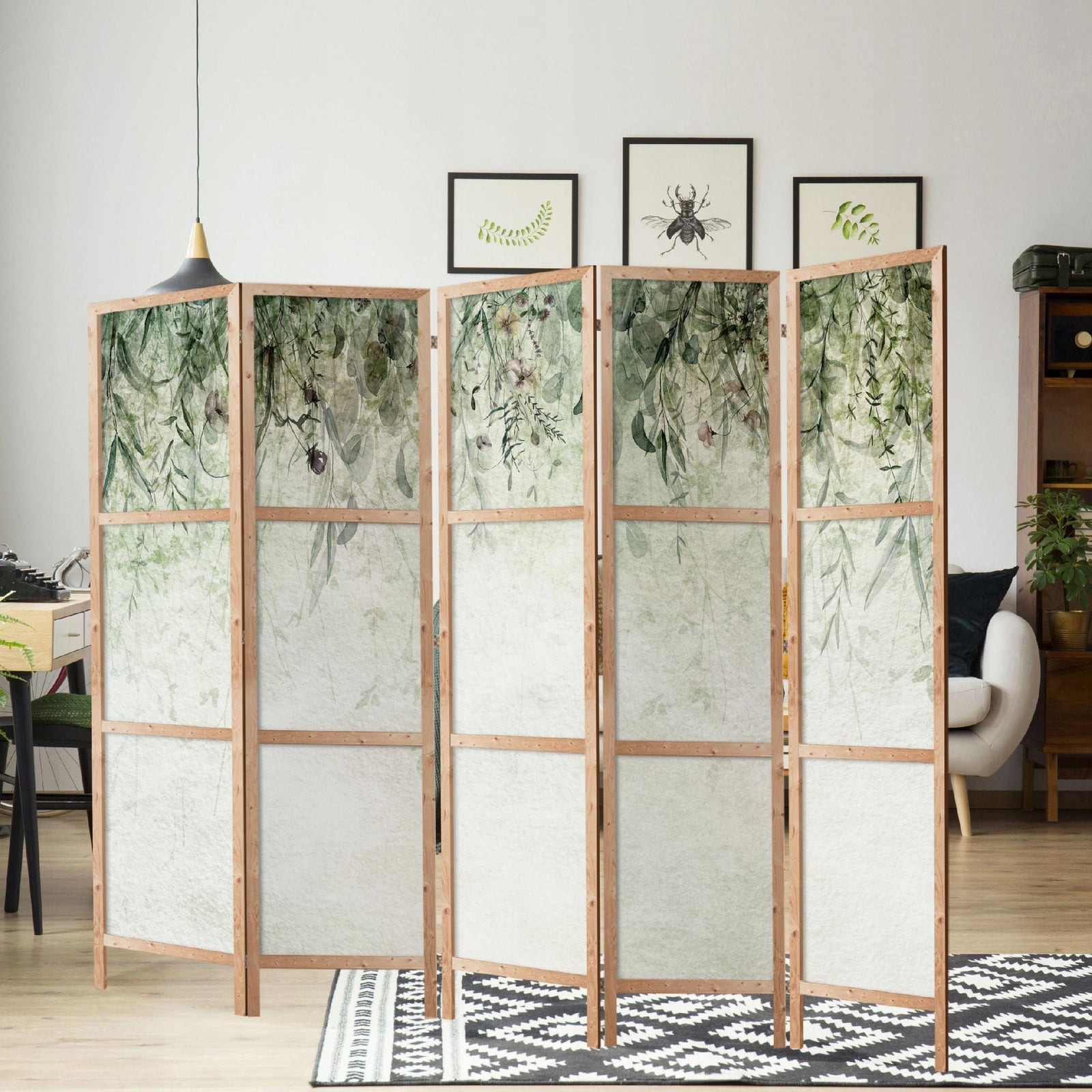 Dekoratīvs japāņu aizslietnis, vienpusējs 225x172, Zaļais dārzs (akvarelis) L-ART