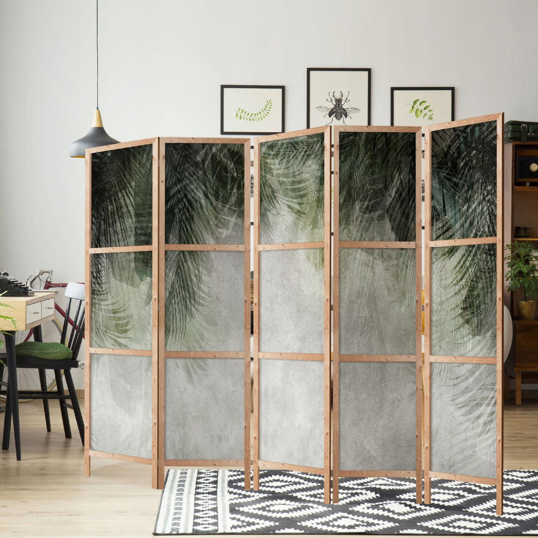 Dekoratīvs japāņu aizslietnis, vienpusējs 225x172, Zaļas palmu lapas uz gaiša fona L-ART