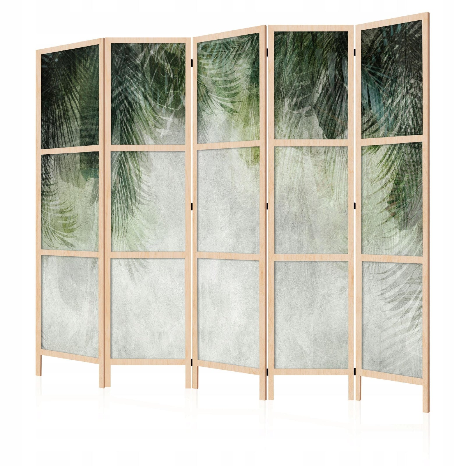 Dekoratīvs japāņu aizslietnis, vienpusējs 225x172, Zaļas palmu lapas uz gaiša fona L-ART