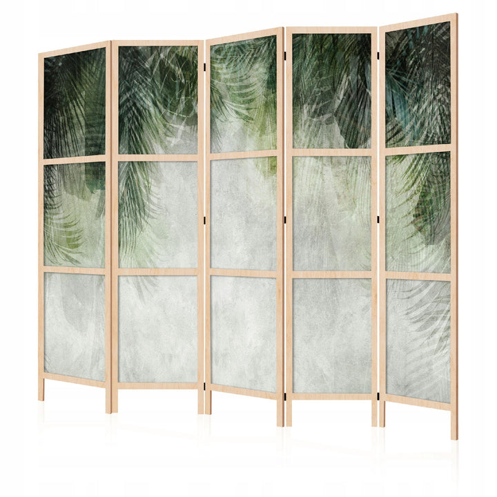 Dekoratīvs japāņu aizslietnis, vienpusējs 225x172, Zaļas palmu lapas uz gaiša fona L-ART