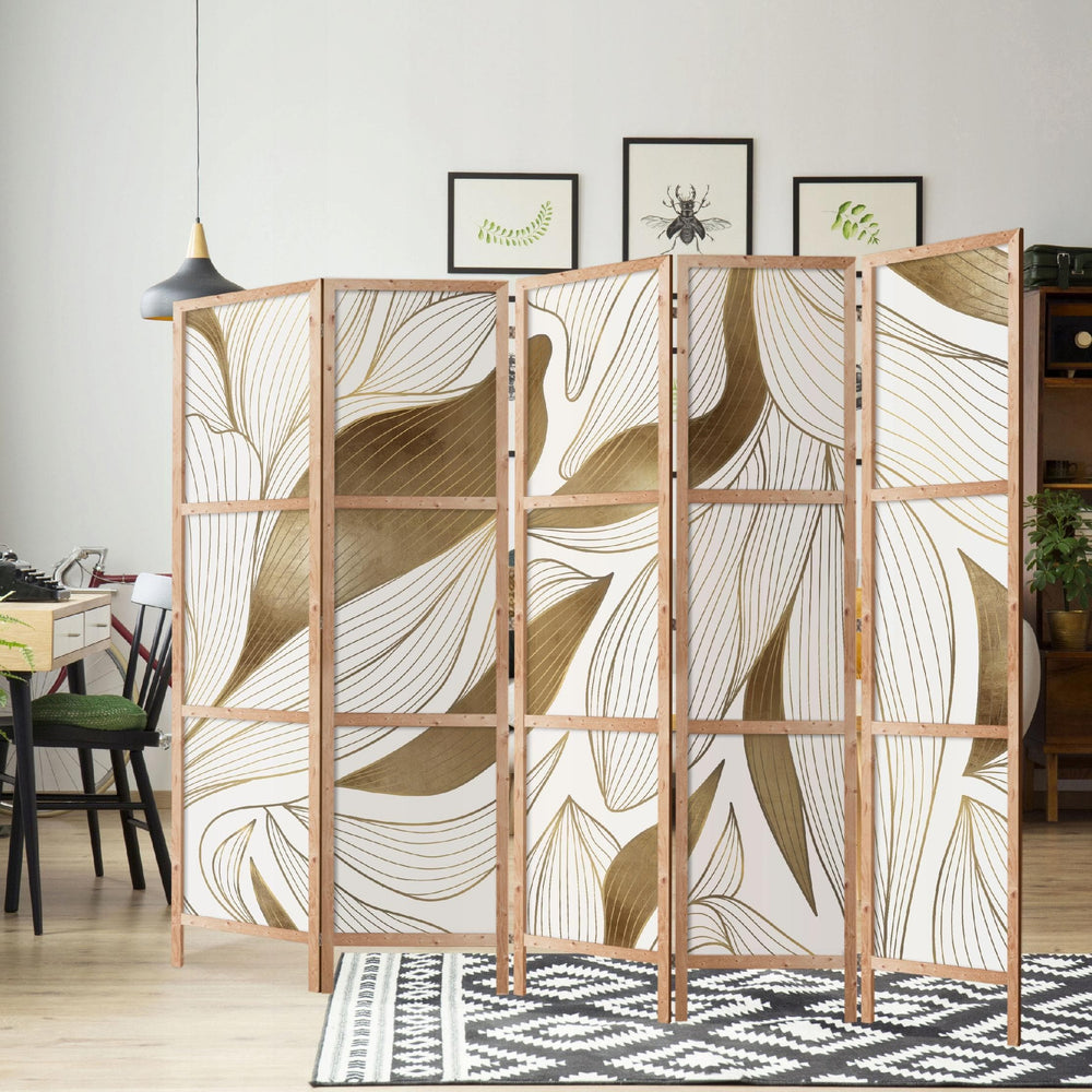Dekoratīvs japāņu aizslietnis, vienpusējs 225x172, Zelta lapu kontūras L-ART