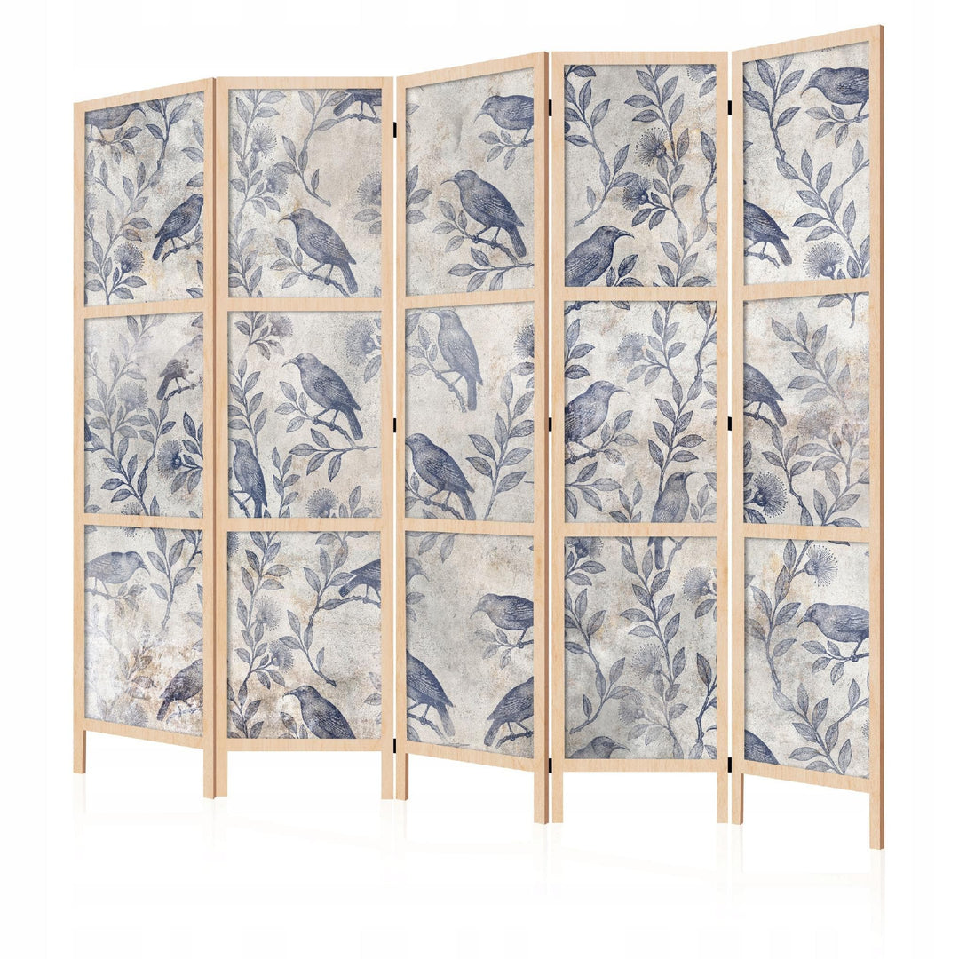 Dekoratīvs japāņu aizslietnis, vienpusējs 225x172, Zilie putni un lapas L-ART