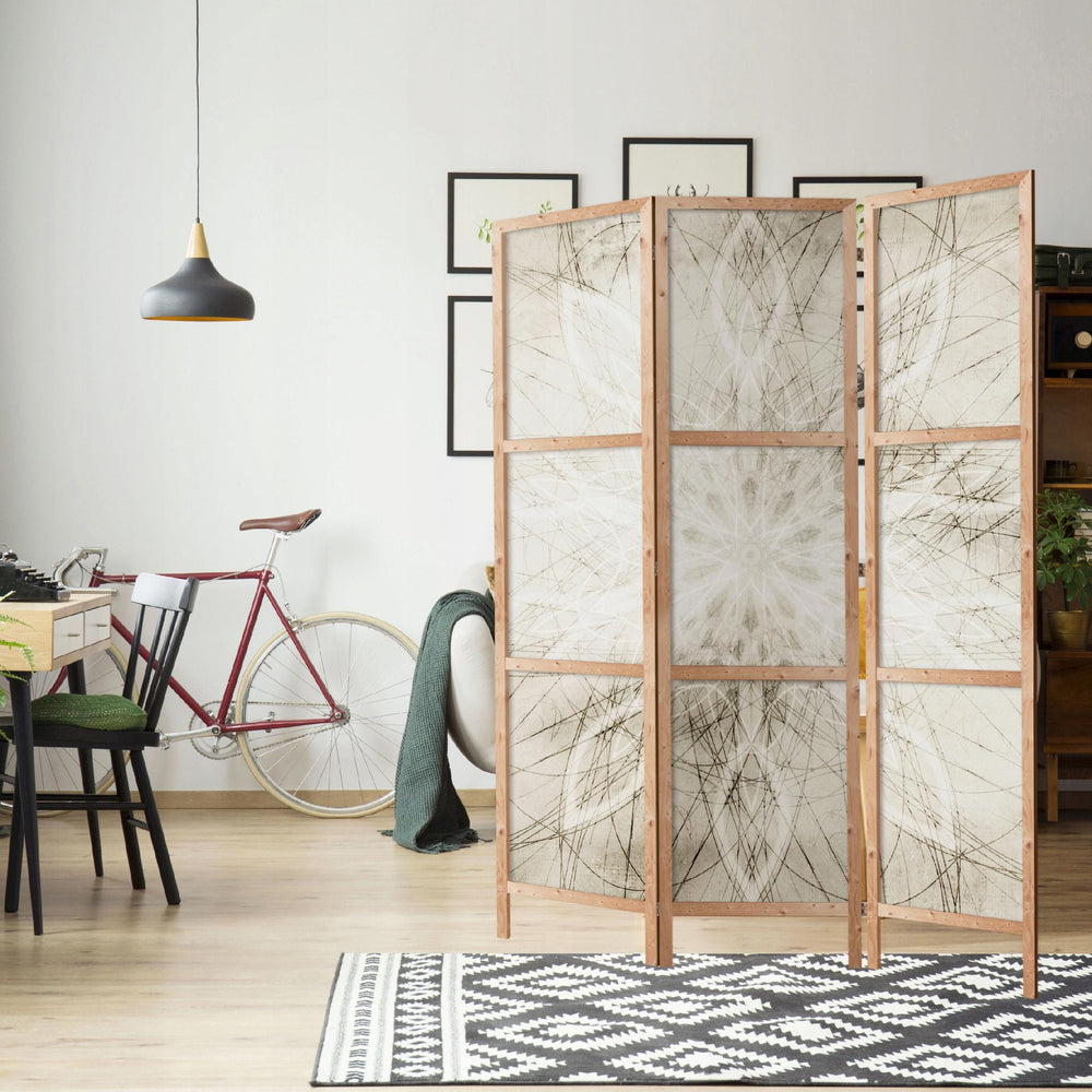 Dekoratīvs vienpusējs japāņu aizslietnis 135x172, Gaišā mandala (krēmkrāsā) L-ART