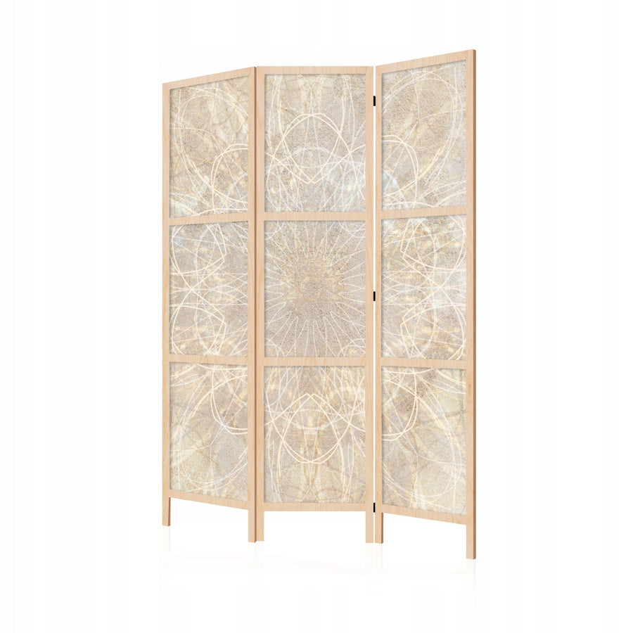 Dekoratīvs vienpusējs japāņu aizslietnis 135x172, Ģeometriskais mandalas raksts siltos toņos L-ART