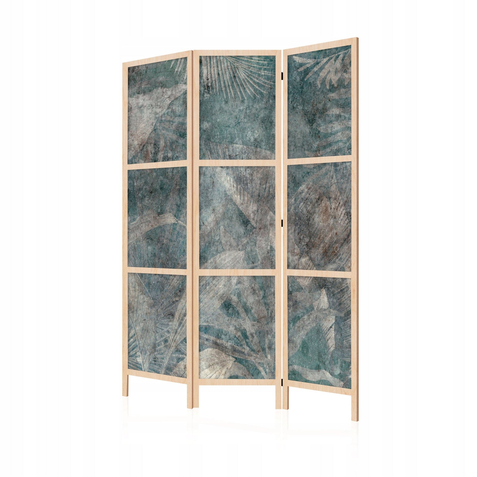 Dekoratīvs vienpusējs japāņu aizslietnis 135x172, Palmu lapas uz tumša zilganzaļa fona L-ART