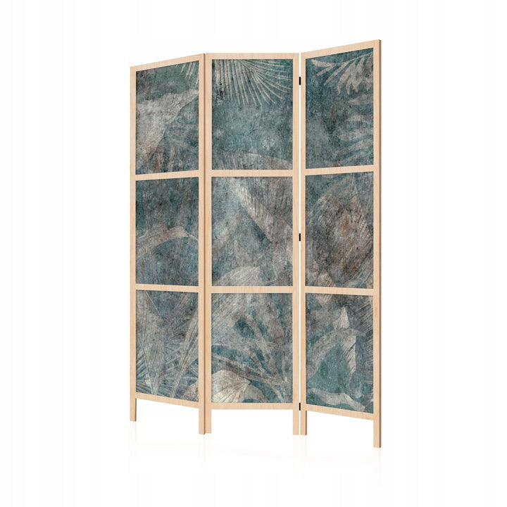 Dekoratīvs vienpusējs japāņu aizslietnis 135x172, Palmu lapas uz tumša zilganzaļa fona L-ART