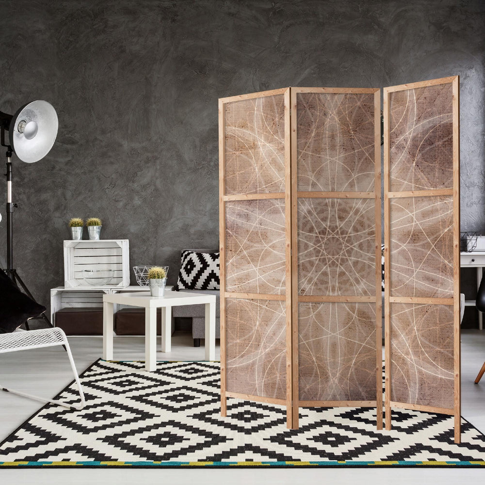 Dekoratīvs vienpusējs japāņu aizslietnis 135x172, Terakotas mandala (Silti brūnie toņi) L-ART