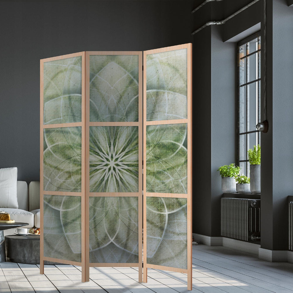 Gaiši Zaļš Telpas Dalītājs ar Ģeometrisku Dizainu L-ART