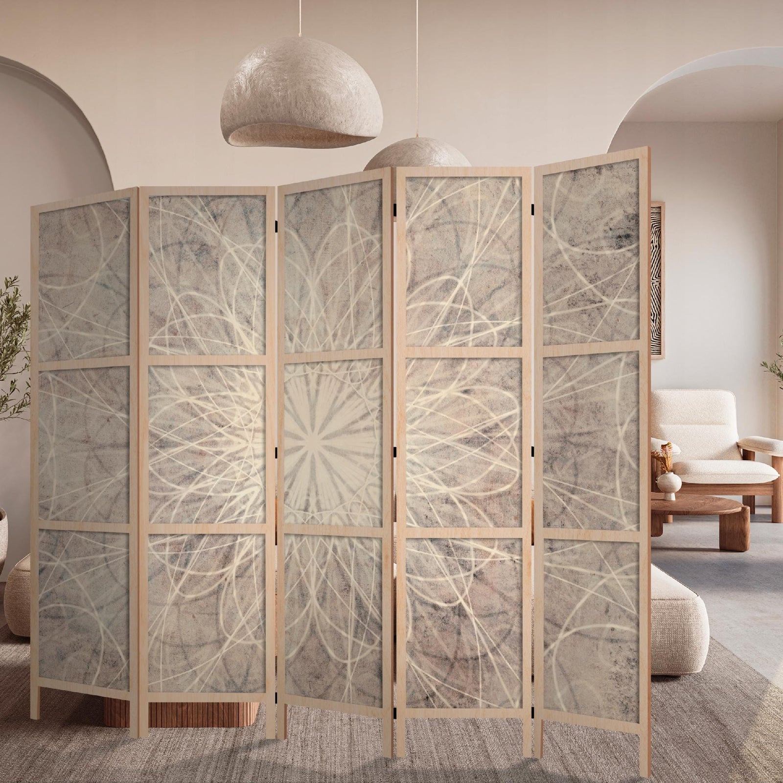 Dekoratīvs vienpusējs japāņu aizslietnis 225x172, Gaišā Mandala L-ART