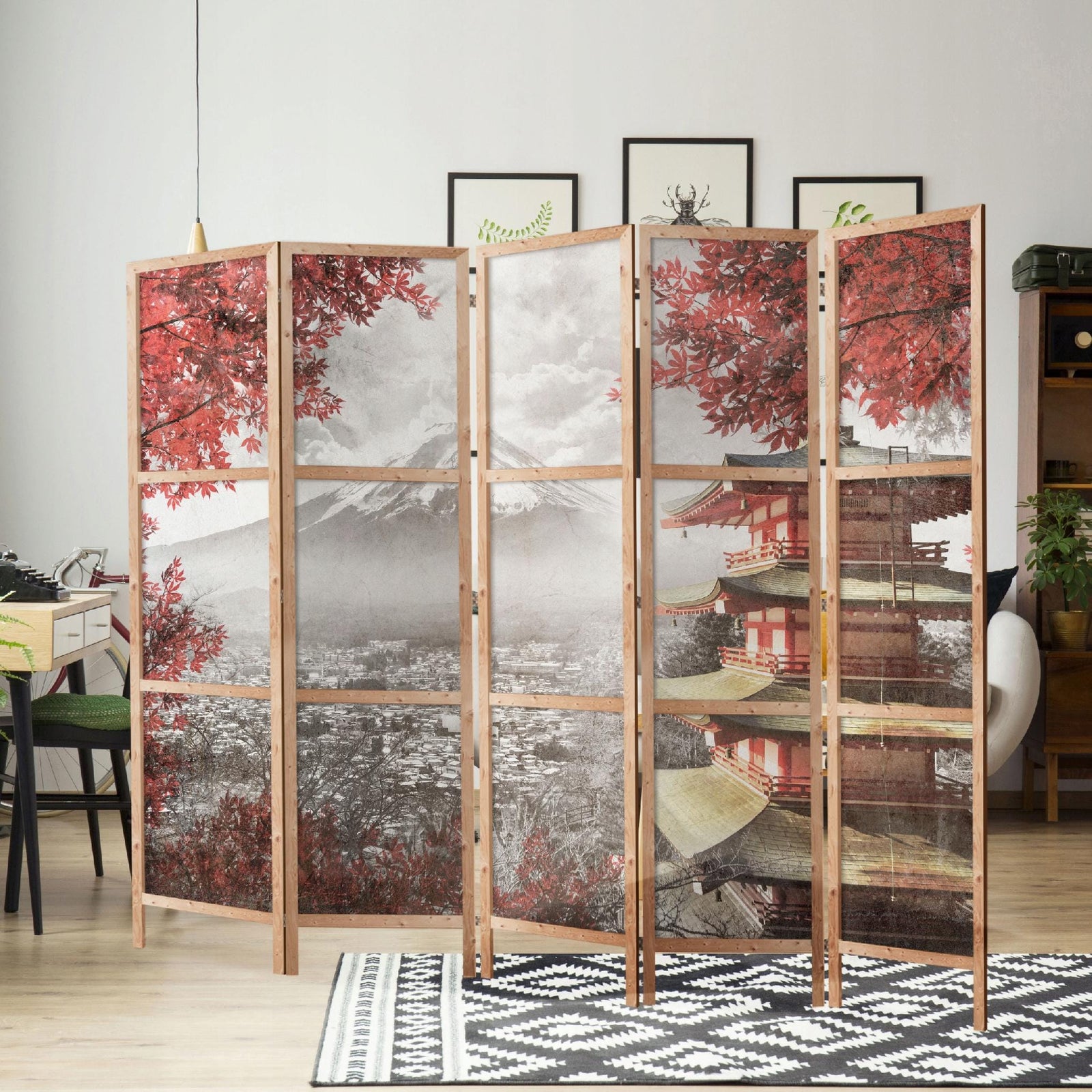 Austrumu stila aizslietnis – Rudens Japānā (Sarkans/Pelēks) L-ART