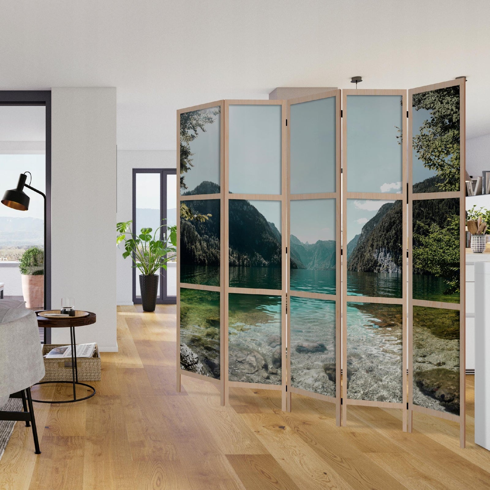 Dekoratīvs Aizslietnis ar Kalnu un Ezera Ainavu, 225x172 L-ART