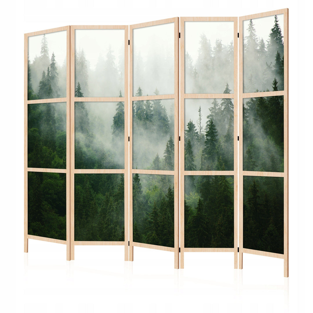 Dekoratīvs vienpusējs japāņu aizslietnis 225x172, Rīts kalnu mežā (zaļā krāsā) L-ART