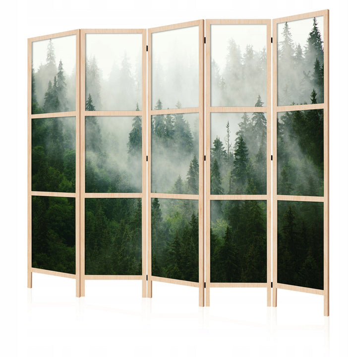 Dekoratīvs vienpusējs japāņu aizslietnis 225x172, Rīts kalnu mežā (zaļā krāsā) L-ART