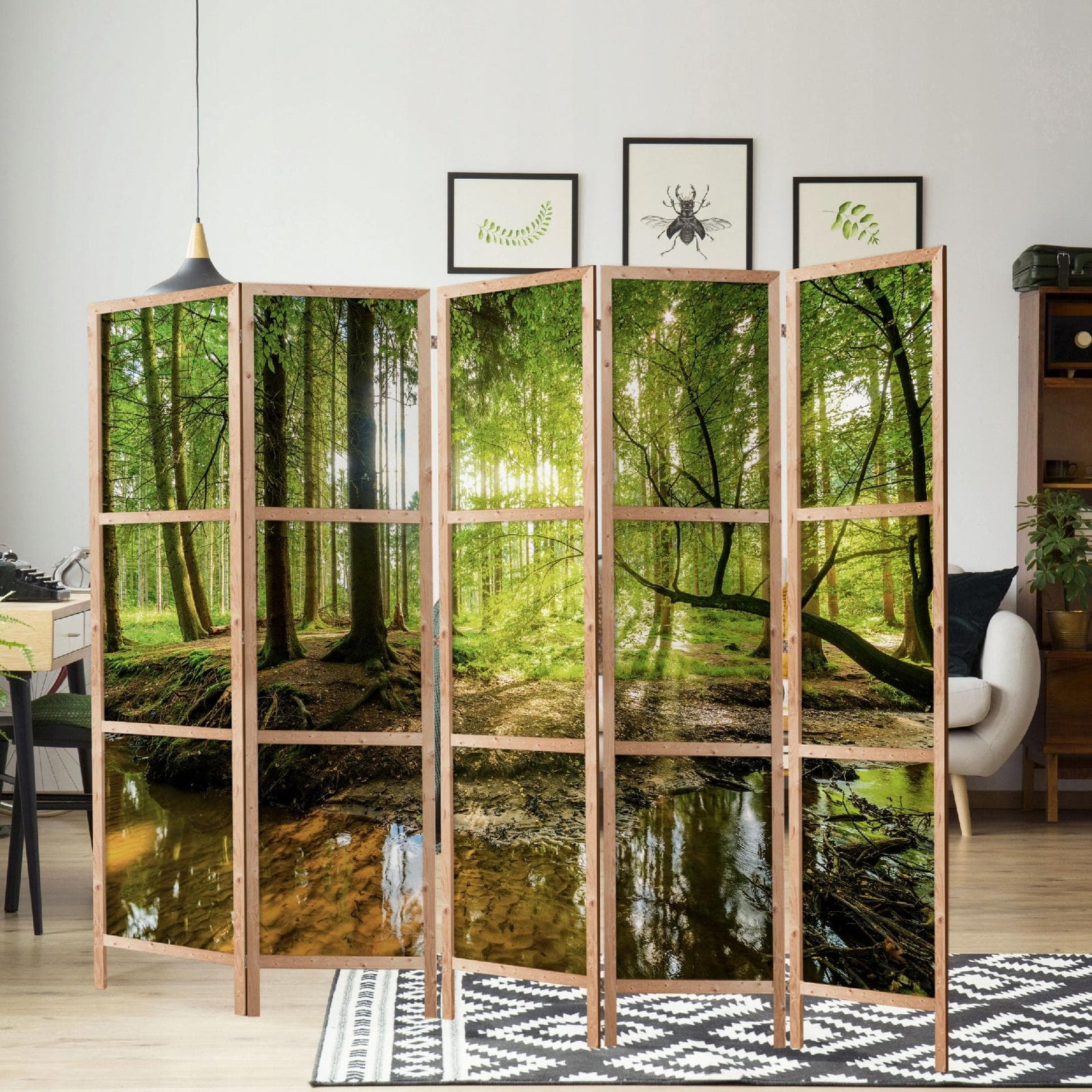 Dekoratīvs vienpusējs japāņu aizslietnis 225x172, Saulainais meža strauts L-ART