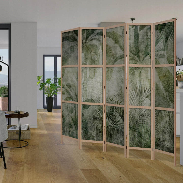 Dekoratīvs vienpusējs japāņu aizslietnis 225x172, Tropu lapas tumši zaļā krāsā L-ART