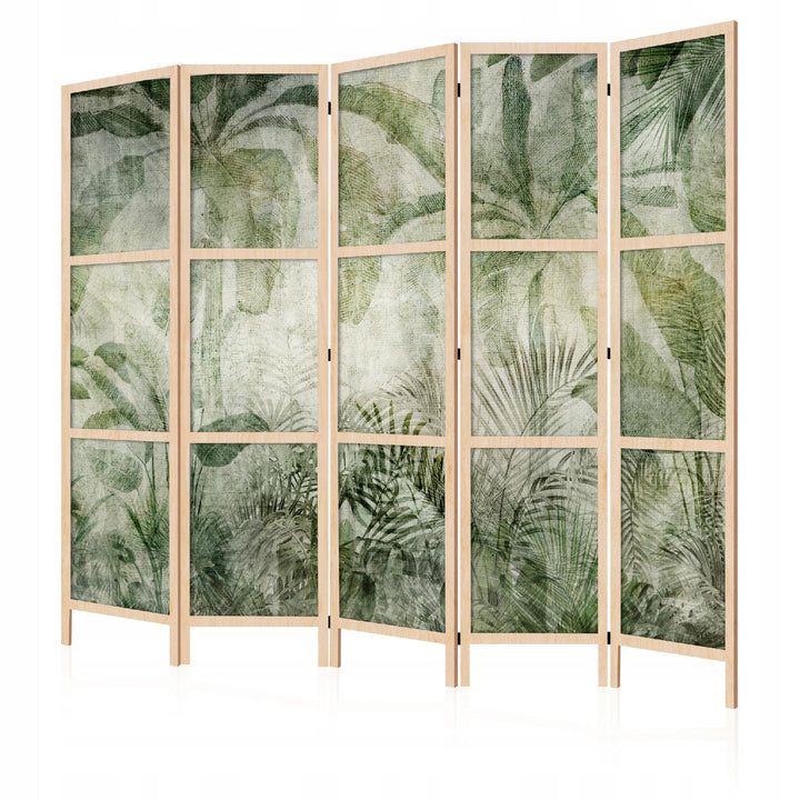 Dekoratīvs vienpusējs japāņu aizslietnis 225x172, Tropu lapas tumši zaļā krāsā L-ART