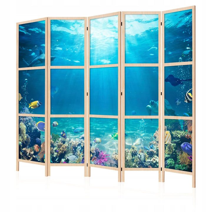 Dekoratīvs vienpusējs japāņu aizslietnis 225x172, Zemūdens pasaule (Zilā krāsā) L-ART