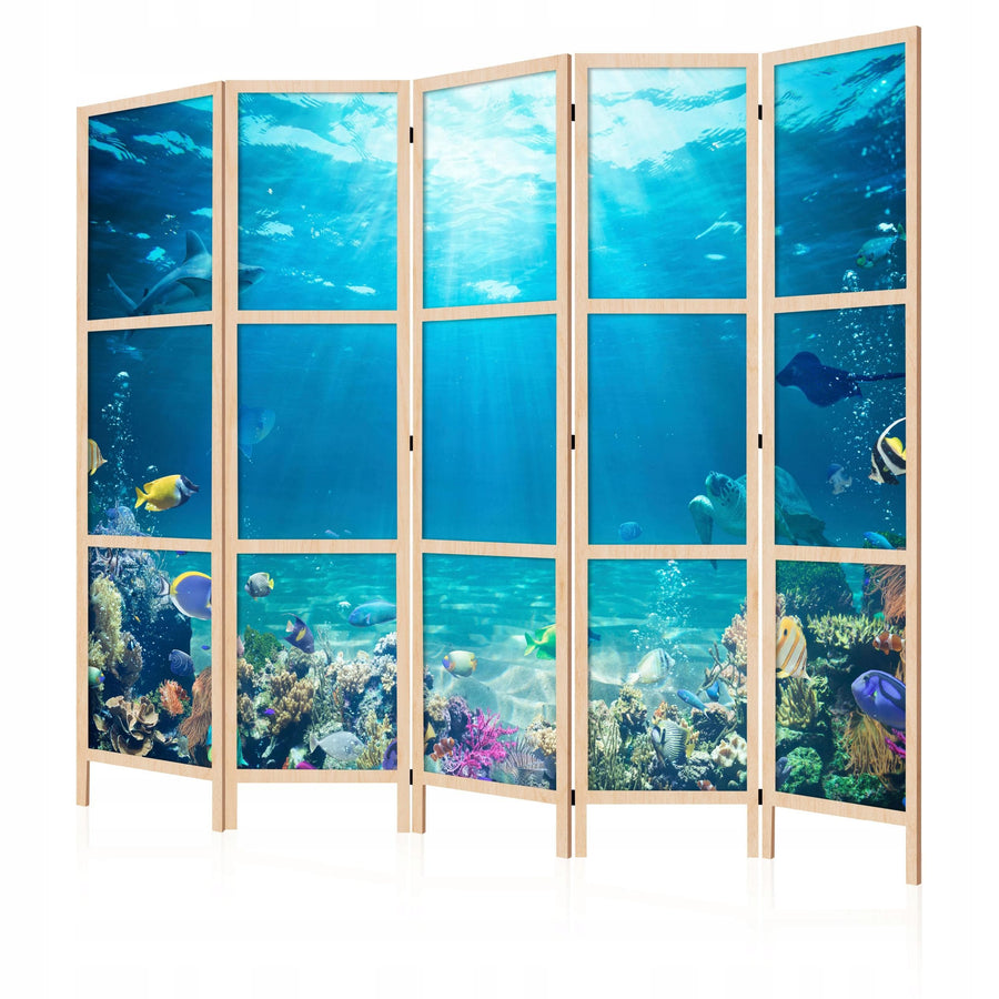 Dekoratīvs vienpusējs japāņu aizslietnis 225x172, Zemūdens pasaule (Zilā krāsā) L-ART