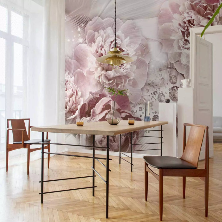 Fototapetes ar lilijām - Kompozīcija ar peonijām rozā krāsā, 134549